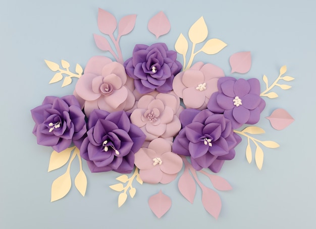 Above view arrangement with beautiful paper flowers