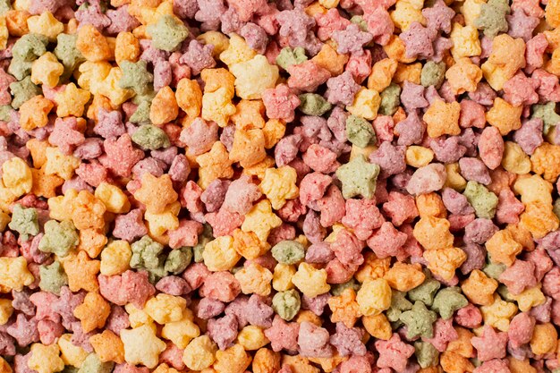 Above view arrangement with star shaped cereals