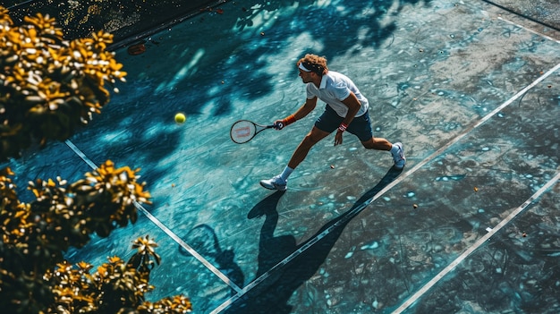 Foto gratuita la vista di un tennista maschio atletico