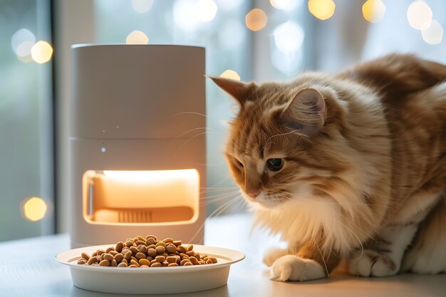 View of automatic smart feeder for household pets