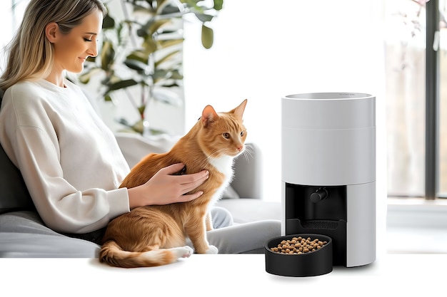 Free photo view of automatic smart feeder for household pets