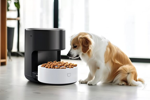 View of automatic smart feeder for household pets