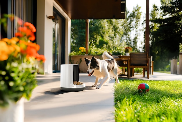 Free photo view of automatic smart feeder for household pets