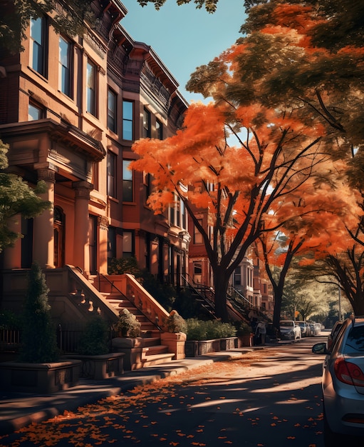 Free photo view of autumn in new york city