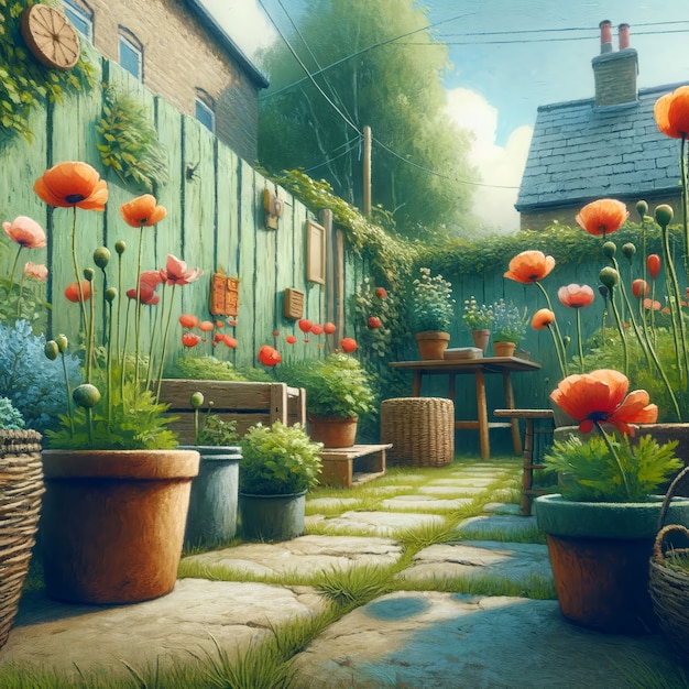 Foto gratuita view of backyard garden in digital art style