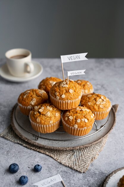 Free photo view of baked muffins done by vegan bakery