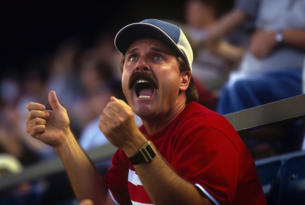 View of baseball fan enjoying a game