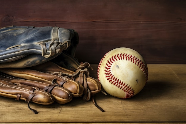 Free photo view of baseball with glove