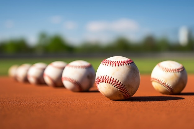 Foto gratuita vista delle palle da baseball sul campo