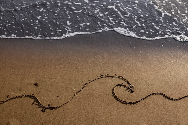 View of beach sand in summertime with line