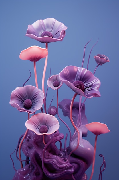 Foto gratuita vista del bellissimo mazzo di fiori 3d