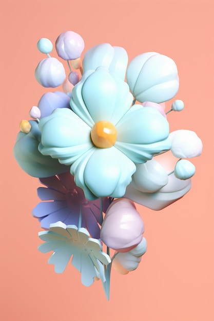 Free photo view of beautiful 3d bouquet of flower