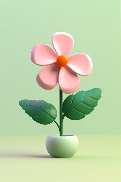 냄비에 아름다운 3D 꽃의 보기