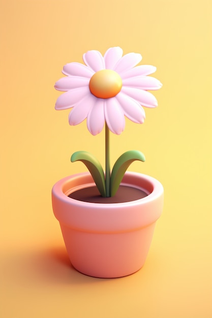 Free photo view of beautiful 3d flower in pot