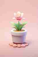 Free photo view of beautiful 3d flower in pot