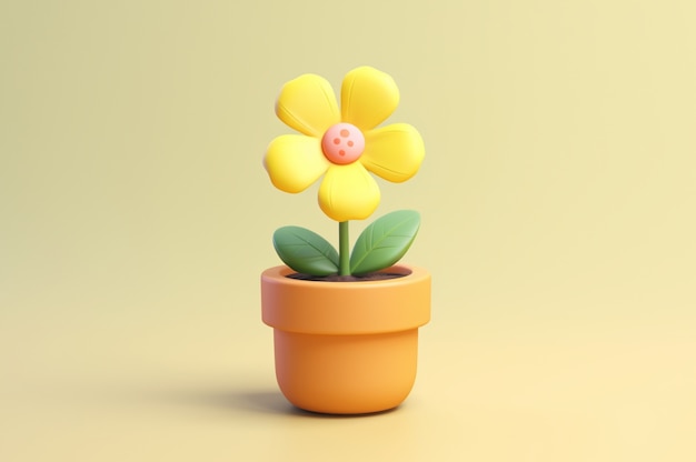 View of beautiful 3d flower in pot