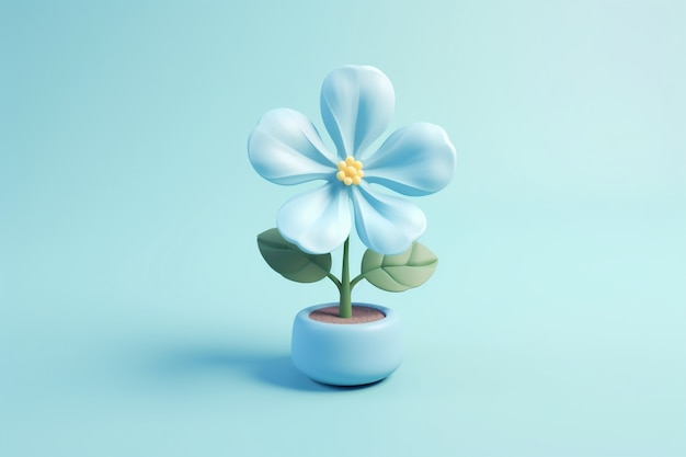 Free photo view of beautiful 3d flower in pot