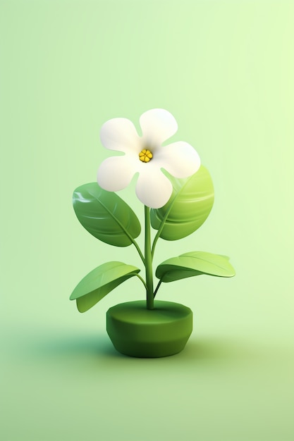 Free photo view of beautiful 3d flower in pot