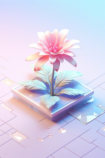 View of beautiful 3d flower on raised square bed