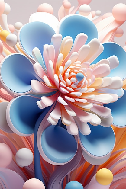 Free photo view of beautiful 3d flower