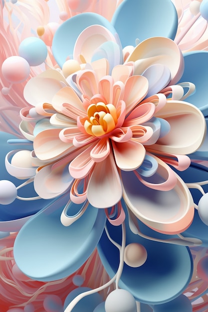 Free photo view of beautiful 3d flower