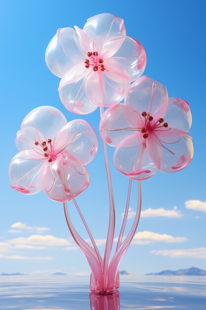 아름다운 3d 반투명 꽃의 보기