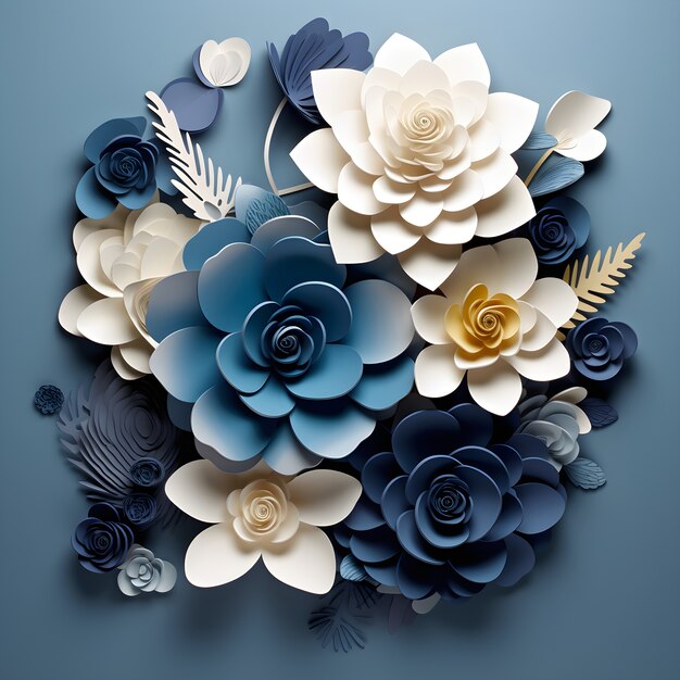 View of beautiful abstract 3d flower arrangement