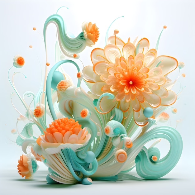 View of beautiful abstract 3d flower arrangement