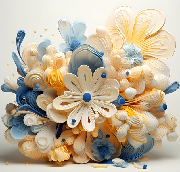 View of beautiful abstract 3d flower arrangement