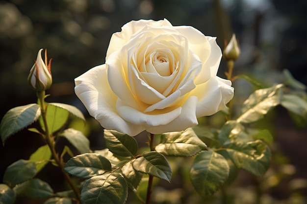 Вид на красивый цветущий цветок розы