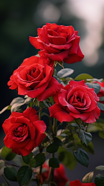 Free photo view of beautiful blooming roses