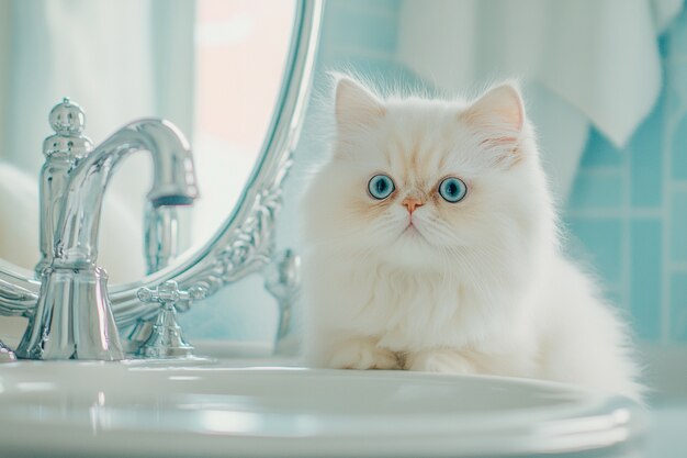 View of beautiful persian domestic cat