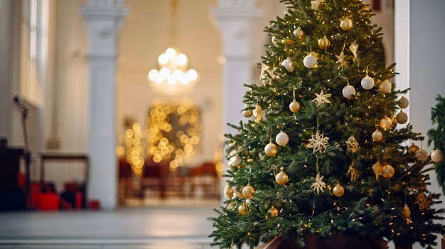 View of beautifully decorated christmas tree in home
