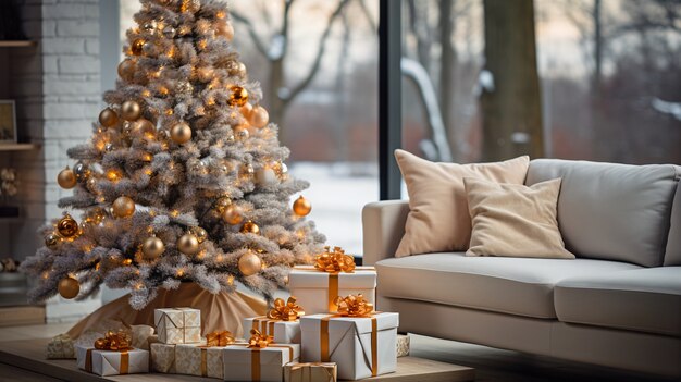 View of beautifully decorated christmas tree in home