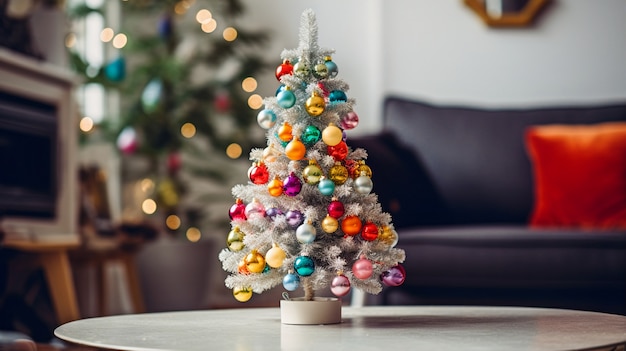 Foto gratuita vista dell'albero di natale splendidamente decorato in casa