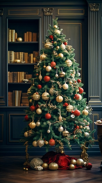 Foto gratuita vista dell'albero di natale splendidamente decorato