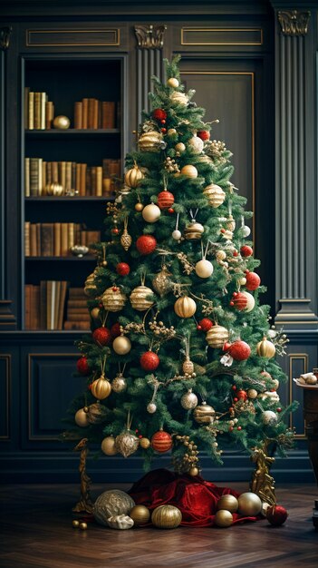 美しく飾られたクリスマスツリーの景色