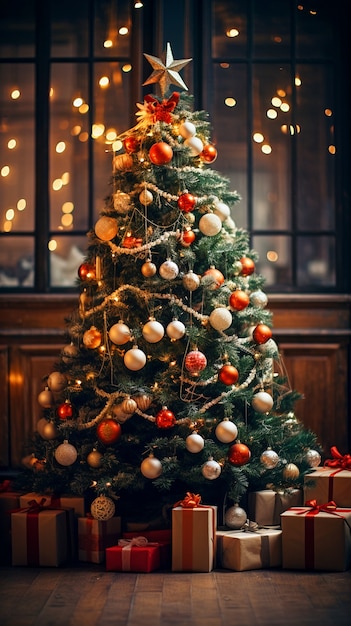 View of beautifully decorated christmas tree