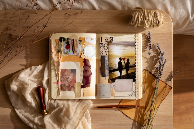 View of beautifully decorated scrapbook