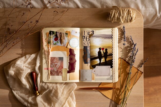 View of beautifully decorated scrapbook