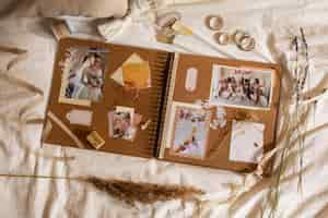 Free photo view of beautifully decorated scrapbook