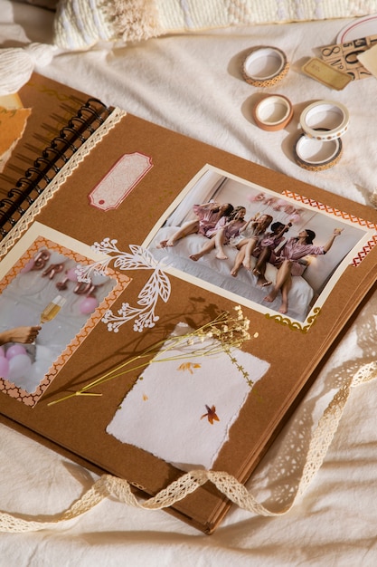 View of beautifully decorated scrapbook