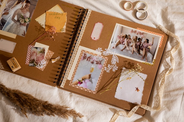 Free photo view of beautifully decorated scrapbook