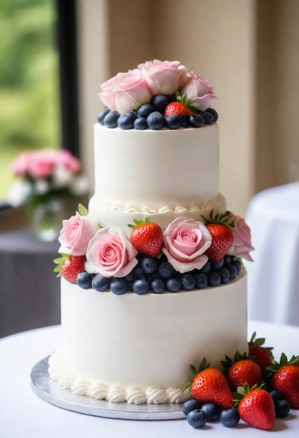 Free photo view of beautifully ornate weeding cake