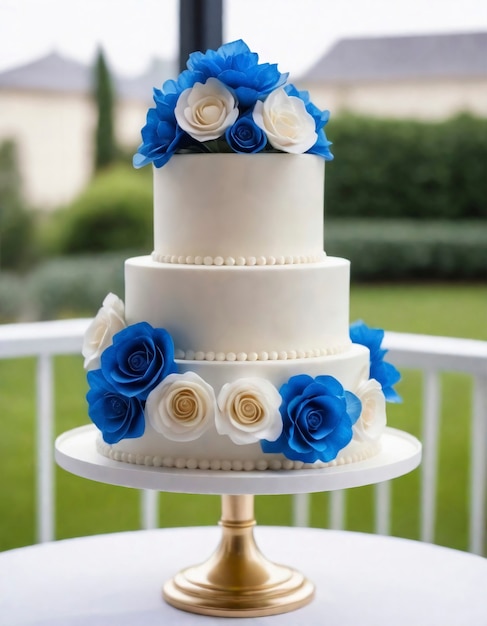 Free photo view of beautifully ornate weeding cake