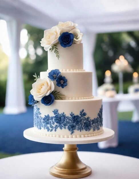 View of beautifully ornate weeding cake