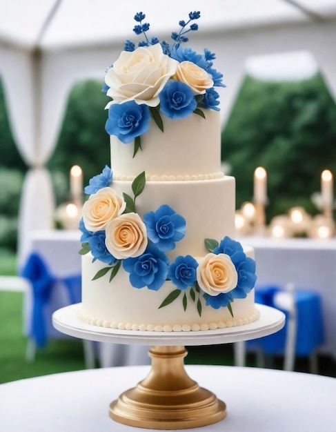 Free photo view of beautifully ornate weeding cake