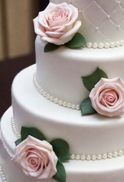 Free photo view of beautifully ornate weeding cake