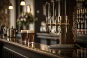 Free photo view of beer taps in a brewery