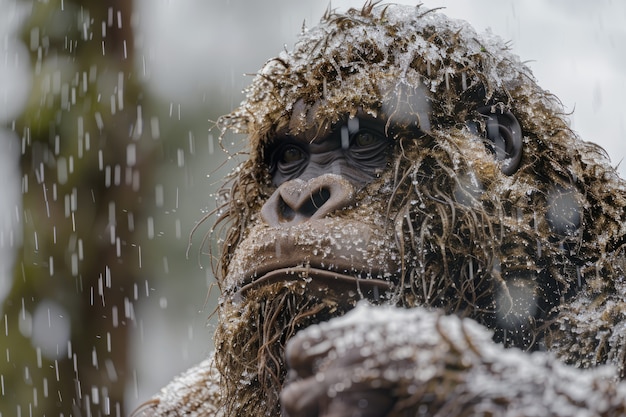 Free photo view of bigfoot creature in nature outdoors